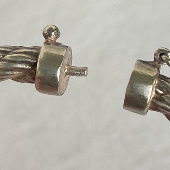 Sterling Silver 925 5MM Twisted Hinged Oval Bangle Bracelet Sz 7" - Picture 7 of 16